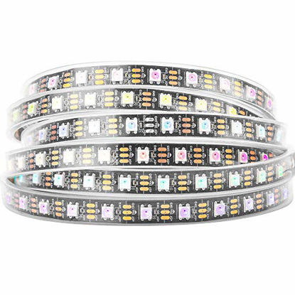 Picture of BTF-LIGHTING WS2812B RGB 5050SMD Individual Addressable 16.4FT 60Pixels/m 300Pixels Flexible Black PCB Full Color LED Pixel Strip Dream Color IP67 Waterproof Making LED Screen LED Wall Only DC5V