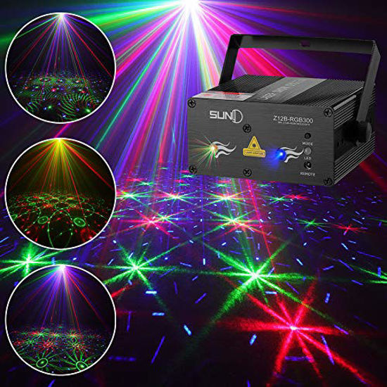 GetUSCart- SUNY Laser Light Laser Projector DJ Stage Lighting 12 Gobos in  Red Green Laser Light Blue Stars Mixed Effect Remote Control Stage Lighting  Party Sound Activated Dance Show Xmas Holiday Home