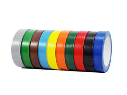 Picture of WOD VTC365 Rainbow Pack Vinyl Pinstriping Tape, 1 inch x 36 yds. (Pack of 12) for School Gym Marking Floor, Crafting, Stripping Arcade1Up, Vehicles and More