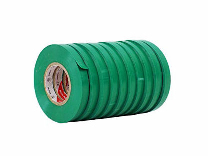 Picture of WOD ETC766 Professional Grade General Purpose Green Electrical Tape UL/CSA listed core. Vinyl Rubber Adhesive Electrical Tape: 1/2 inch X 66 ft - Use At No More Than 600V & 176F (Pack of 10)