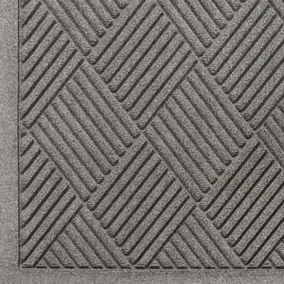 Picture of M+A Matting 221 Waterhog Fashion Diamond Polypropylene Fiber Entrance Indoor/Outdoor Floor Mat, SBR Rubber Backing, 10' Length x 3' Width, 3/8" Thick, Medium Grey