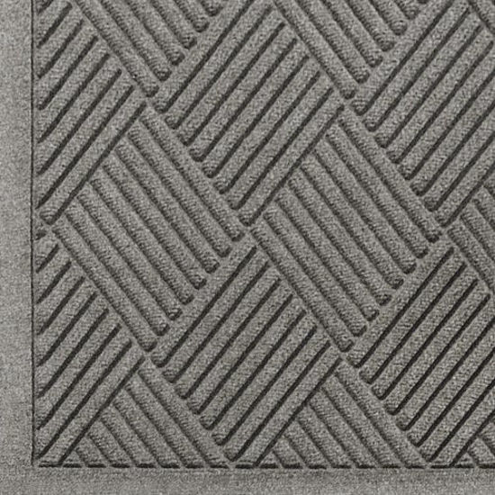 Picture of M+A Matting 221 Waterhog Fashion Diamond Polypropylene Fiber Entrance Indoor/Outdoor Floor Mat, SBR Rubber Backing, 10' Length x 3' Width, 3/8" Thick, Medium Grey