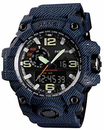 Picture of Gosasa Big Dial Digital Watch S Shock Men Military Army Watch Water Resistant LED Sports Watches (Denim Blue)