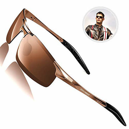 Picture of ROCKNIGHT Sports Sunglasses Men Polarized UV Protection Motorcycle Bike Brown