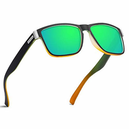 Picture of GRFISIA Vintage Polarized Sunglasses for Men and Women Driving Sun glasses 100% UV Protection (Matte green orange frame-green mirror)