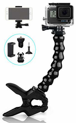 Picture of Topmener Jaws Flex Clamp Mount with Adjustable Gooseneck Compatible with Gopro Hero 8 Hero 7 Hero 6 5 4 (2018), Session, Fusion, 3+, 3, 2, 1, DJI Osmo Xiaomi Yi Camera Mounts and Supports