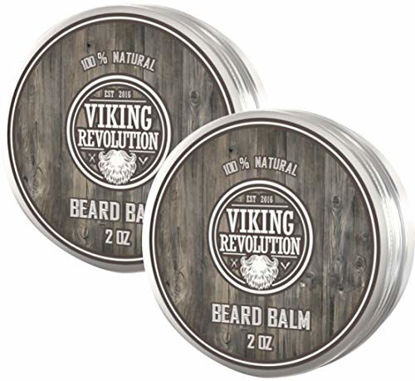 Picture of Viking Revolution Beard Balm - All Natural Grooming Treatment with Argan Oil & Mango Butter - Strengthens & Softens Beards & Mustaches - Leave in Conditioner Wax for Men (Citrus Scent, Pack of 2)