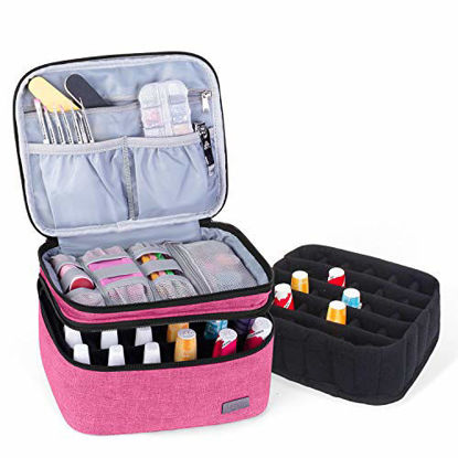 Picture of Luxja Nail Polish Carrying Case - Holds 20 Bottles (15ml - 0.5 fl.oz), Portable Organizer Bag for Nail Polish and Manicure Set, Pink