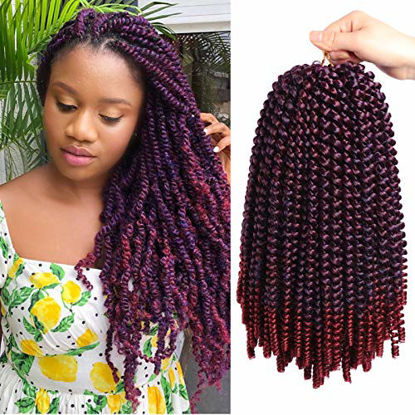 Picture of 3 Packs 12 Inch Spring Twist Ombre Colors Butterfly locs Crochet Braids Braiding Hair Extensions Low Temperature Fiber 30 Strands 160g/Pack (12 Inch, Dark&Light Wine)