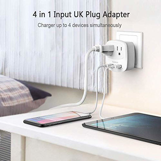 GetUSCart UK Ireland Scotland Power Adapter Plug, TESSAN Type G Travel