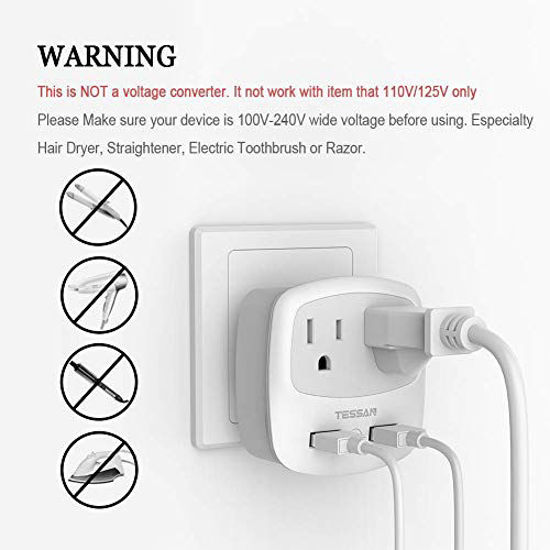 GetUSCart UK Ireland Scotland Power Adapter Plug, TESSAN Type G Travel