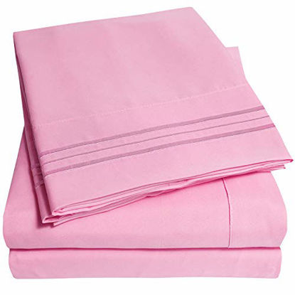 Picture of 1500 Supreme Collection Bed Sheet Set - Extra Soft, Elastic Corner Straps, Deep Pockets, Wrinkle & Fade Resistant Hypoallergenic Sheets Set, Luxury Hotel Bedding, King, Pink
