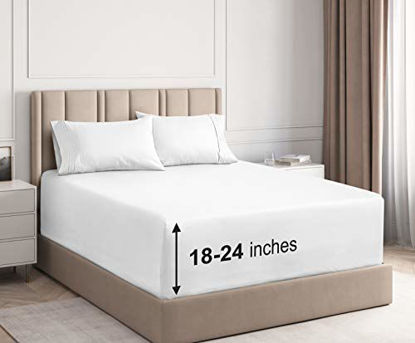 Picture of Extra Deep Pocket Sheets - 4 Piece Sheet Set - Twin XL Sheets Deep Pocket - Extra Deep Pocket XL Twin Sheets - Deep Fitted Sheet Set - Extra Deep Pocket Twin XL Size Sheets - Fits Extra Deep Mattress