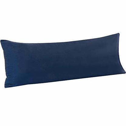 Picture of FLXXIE 1 Pack Microfiber Pillowcase, Envelope Closure, Ultra Soft and Premium Quality, 20" x 54" (Navy, Body)