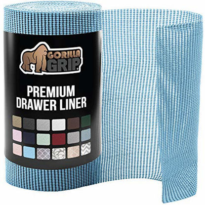 Picture of Gorilla Grip Original Drawer and Shelf Liner, Non Adhesive Roll, 17.5 Inch x 10 FT, Durable and Strong, Grip Liners for Drawers, Shelves, Cabinets, Storage, Kitchen and Desks, Aqua