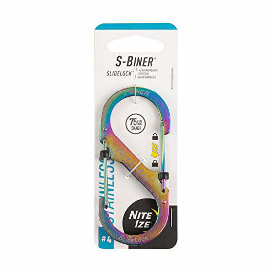 Picture of Nite Ize LSB4-07-R3 S-Biner SlideLock Stainless Steel Dual Locking Carabiner, Size #4, Spectrum