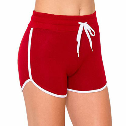 Picture of ALWAYS Women's Hacci Dolphin Lounge Shorts - Riverdale Knitted Premium Soft Comfortable Stretch Short Yoga Drawstrings Pants Red L