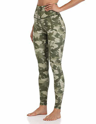 Picture of Colorfulkoala Women's High Waisted Pattern Leggings Full-Length Yoga Pants (XL, Green & Beige Mixed Splinter Camo)