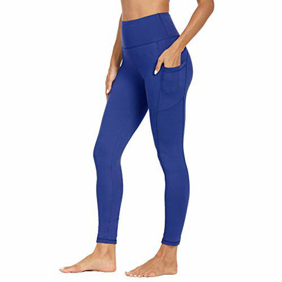 SYRINX High Waist Yoga Pants with Pockets for Women- Tummy Control 4 Way  Stretch Workout Running Yoga Leggings (Royal Blue, Medium)