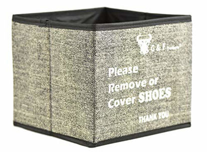 Picture of Shoe Covers Box, Foldable Collapsible Shoe Covers Holder Bootie Box holds up to 100 Disposable Shoe Covers Box for Realtors and Open House also works as Foldable Collapsible storage bin 9"x9"x9"