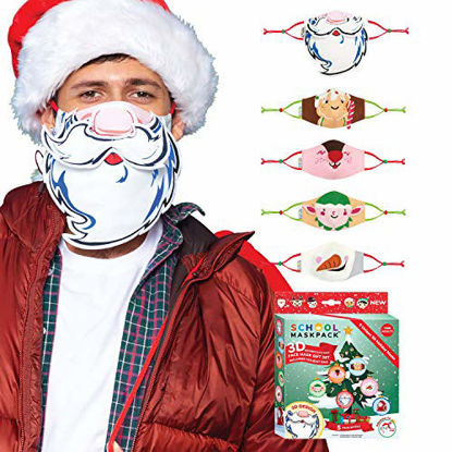 Picture of Crayola Teen/Adult Face Mask - 5 Reusable Cloth Face Mask Set, Holiday 3D, Teacher Supplies