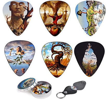 Picture of Surreal Art Guitar Picks 12 Pack W/Tin Box & Picks Holder. Celluloid Medium Artworks Inspired By Salvador Dali Best Stocking Stuffer For Guitar Player - Limited Time Deal