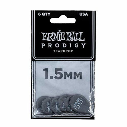 Picture of Ernie Ball 1.5mm Black Teardrop Prodigy Guitar Picks (P09330)