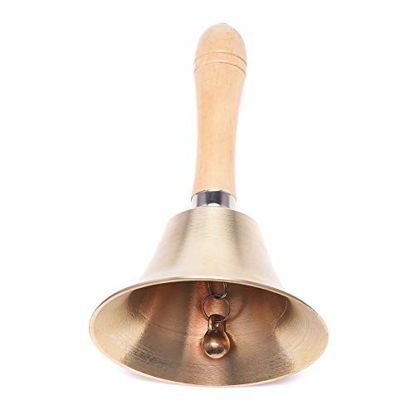 Picture of Extra Loud Solid Brass Hand Call Bell with Wooden Handle