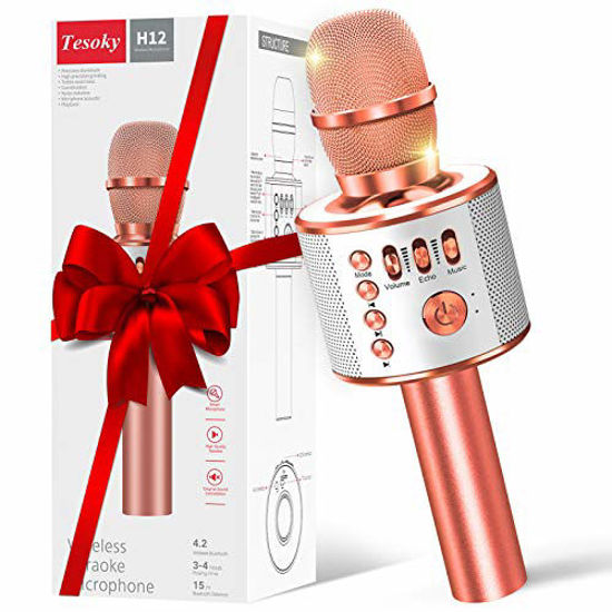 Picture of [2020 Upgrade] Wireless Bluetooth Karaoke Microphone, 4 in 1 Portable Handheld Karaoke Mic Speaker Machine for Kids Adults, Perfect Gift for Christmas Birthday Home Party (Rose Gold)