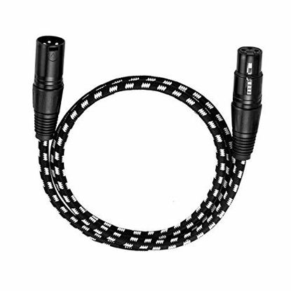 Picture of XLR Cable, VANDESAIL 6 ft XLR Male to Female Balanced Microphone Cord 3 PIN, 6ft Short Mic Cord Compatible with Shure SM Microphone, Behringer, Speaker Systems, Radio Station and More(1 Pack)
