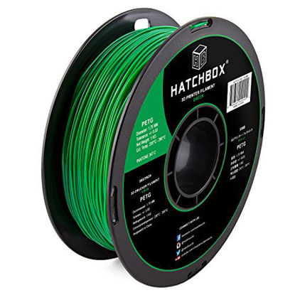 Picture of HATCHBOX PETG 3D Printer Filament, Dimensional Accuracy +/- 0.03 mm, 1 kg Spool, 1.75 mm, Green (3D PETG-1KG1.75-GRN)