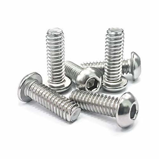 Picture of 1/4-20 x 3/4" Button Head Socket Cap Bolts Screws, 304 Stainless Steel 18-8, Allen Hex Drive, Bright Finish, Fully Machine Thread, Pack of 25