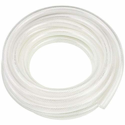 Picture of 1" ID x 10 Ft High Pressure Braided Clear PVC Vinyl Tubing Flexible Vinyl Tube, Heavy Duty Reinforced Vinyl Hose Tubing, BPA Free and Non Toxic