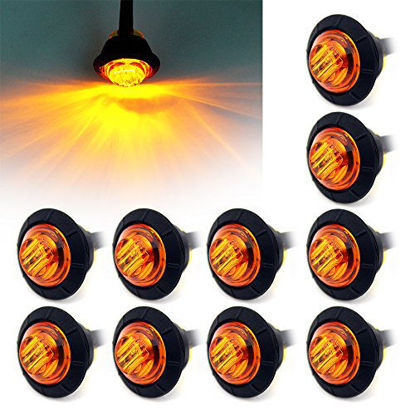 Picture of " Purishion 10x 3/4"" Round LED Clearence Light Front Rear Side Marker Indicators Light for Truck Car Bus Trailer Van Caravan Boat, Taillight Brake Stop Lamp (12V, Amber)