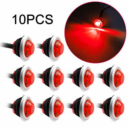 Picture of " Purishion 10x 3/4"" Round LED Clearence Light Front Rear Side Marker Indicators Light for Truck Car Bus Trailer Van Caravan Boat, Taillight Brake Stop Lamp (12V, Red)