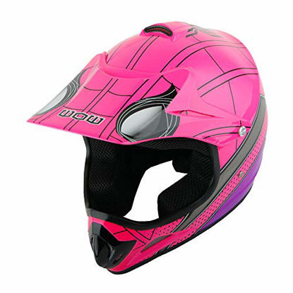 Picture of WOW Youth Kids Motocross BMX MX ATV Dirt Bike Helmet Spider Pink