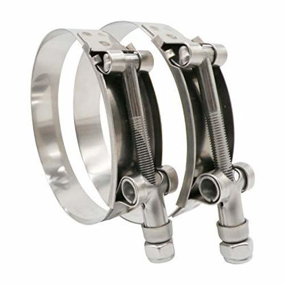 Picture of Roadformer 3.75" T-Bolt Hose Clamp - Working Range 102mm - 110mm for 3.75" Hose ID, Stainless Steel Bolt, Stainless Steel Band Floating Bridge and Nylon Insert Locknut (102mm - 110mm, 2 pack)