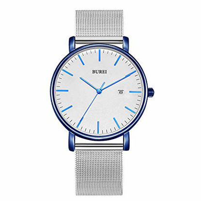 Picture of BUREI Men's Fashion Minimalist Wrist Watch Analog Date with Soft Mesh Band