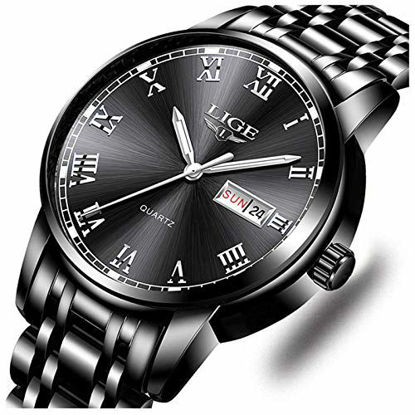 Picture of LIGE Men Watches Casual Black Steel Wristwatch Men Sport Waterproof Chronograph Analog Quartz Watch Men Fashion Dress Business Date Clock Casual Men Watch