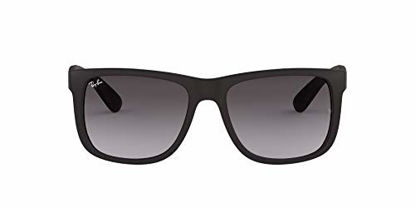 Picture of Ray-Ban RB4165 Justin Rectangular Sunglasses, Black Rubber/Grey Gradient, 51 mm