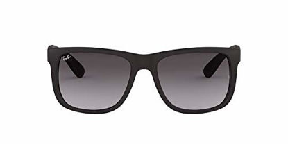 Picture of Ray-Ban RB4165 Justin Rectangular Sunglasses, Black Rubber/Grey Gradient, 51 mm