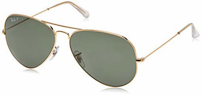 Picture of Ray-Ban RB3025 Classic Aviator Sunglasses, Gold/Green Polarized, 58 mm