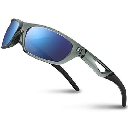 Picture of RIVBOS Polarized Sports Sunglasses Driving Glasses shades for Men Women Rb831Transparent Grey Ice Blue Lens