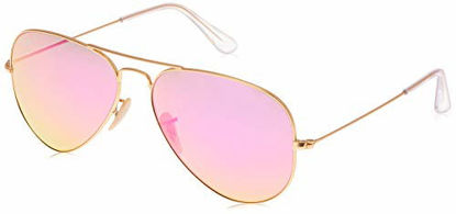 Picture of Ray-Ban Unisex-Adult RB3025 Classic Sunglasses, Matte Gold/Brown/Violet Polarized, 58 mm