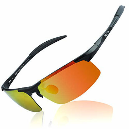 Picture of DUCO Mens Sports Polarized Sunglasses UV Protection Sunglasses for Men 8177s (Black Frame Orange Lens)