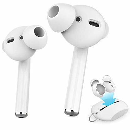 Picture of AhaStyle 3 Pairs AirPods Ear Tips Silicone Earbuds CoverNot Fit in The Charging Case Compatible with Apple AirPods/AirPods 2/ EarPods (3 Pairs Small, White)