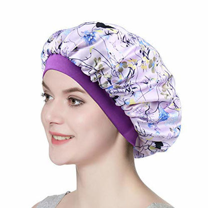 Picture of Chemo Cap Silk Nightcap for Women Wide Band Satin Bonnet for Hair Beauty