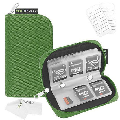Picture of Memory Card Case - Fits up to 22x SD, SDHC, Micro SD, Mini SD and 4X CF - Holder with 22 Slots (8 Pages) - for Storage and Travel (Green)