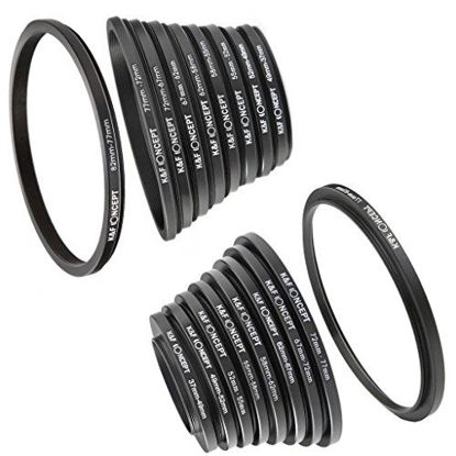 Picture of Filter Ring Adapter, K&F Concept 18pcs Camera Lens Filter Metal Stepping Rings kit (Includes 9pcs Step Up Ring Set + 9pcs Step Down Ring Set) Black
