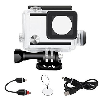Picture of Suptig Housing Rechargeable Waterproof housing for GoPro Hero 4 Hero 3+ Hero 3 Outside Action Camera for Underwater Charge Use - Water Resistant up to 131ft (40m)